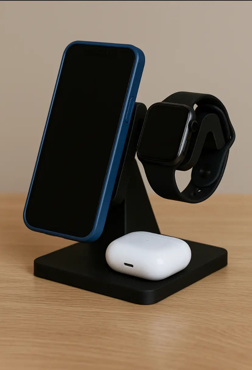 Source preview of the 3-in-1 charging stand 3D model by Flux3D