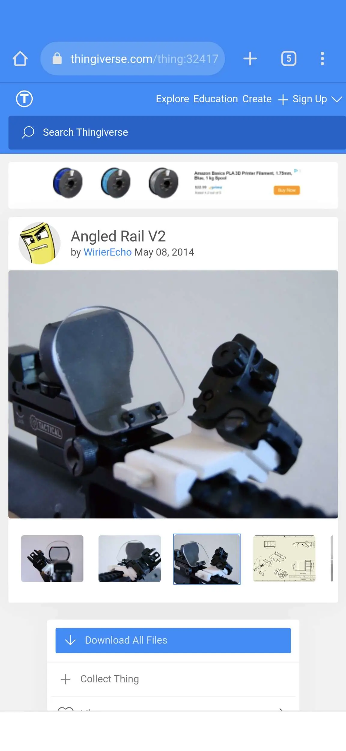 Bronvoorbeeld van het 3D-model angled rail airsoft door Dltro