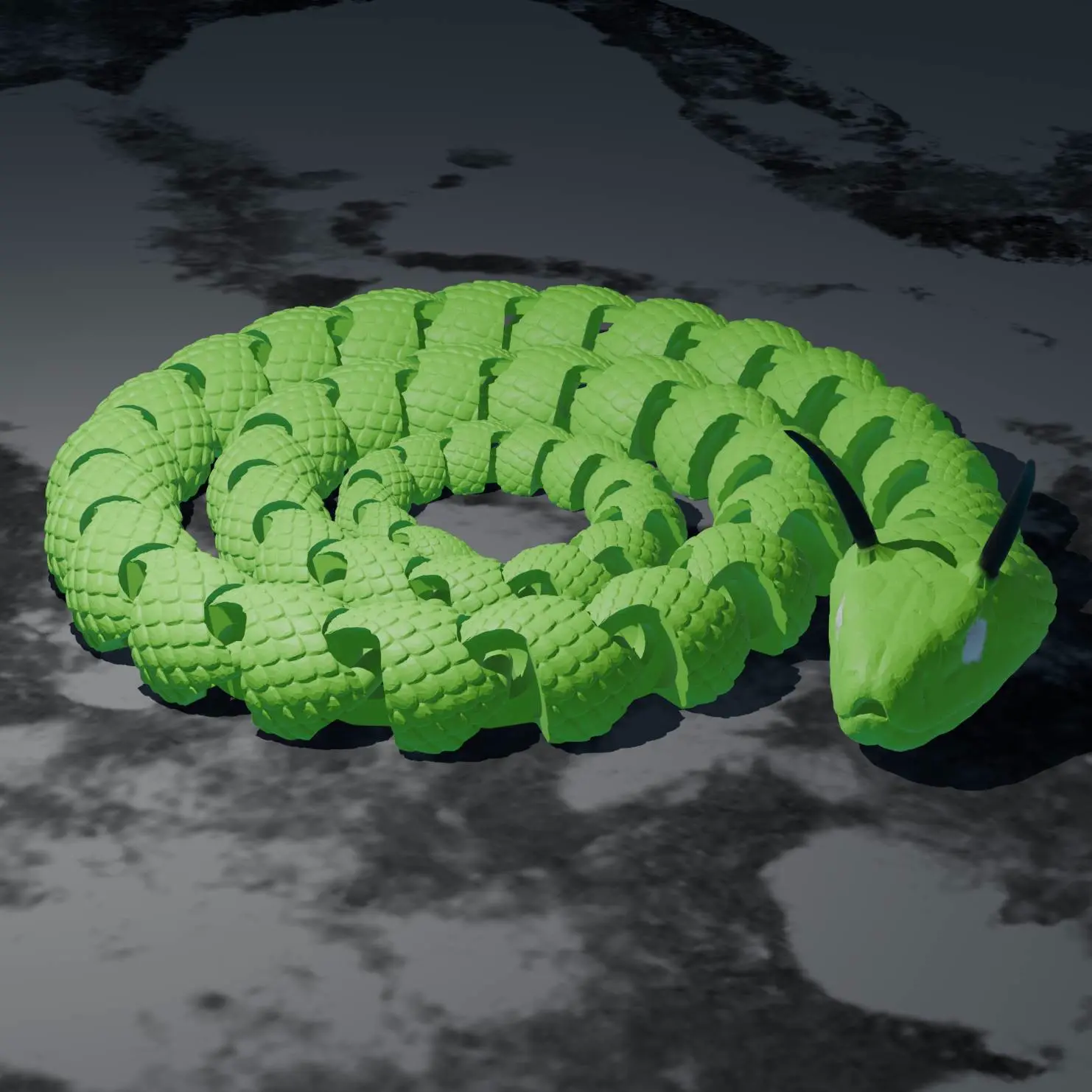Bronvoorbeeld van het 3D-model Articulated snake with horns 2.0! door Jungi