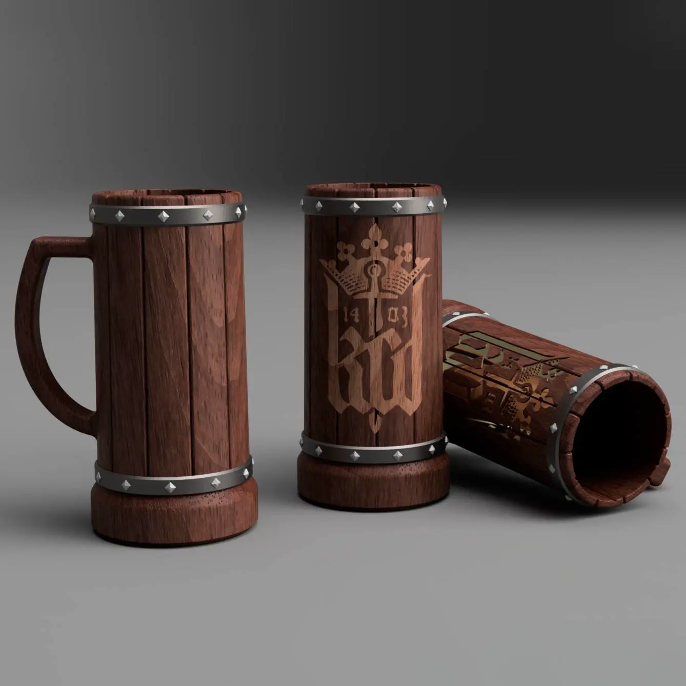Bronvoorbeeld van het 3D-model Can Holder – wooden barrel style and KCD logo door Jakub Lattenberg