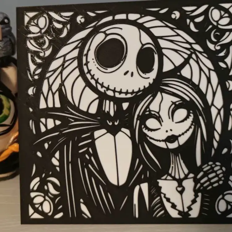 Source preview of the Canvas Jack Skellington and Sally 3D model by Litolunar
