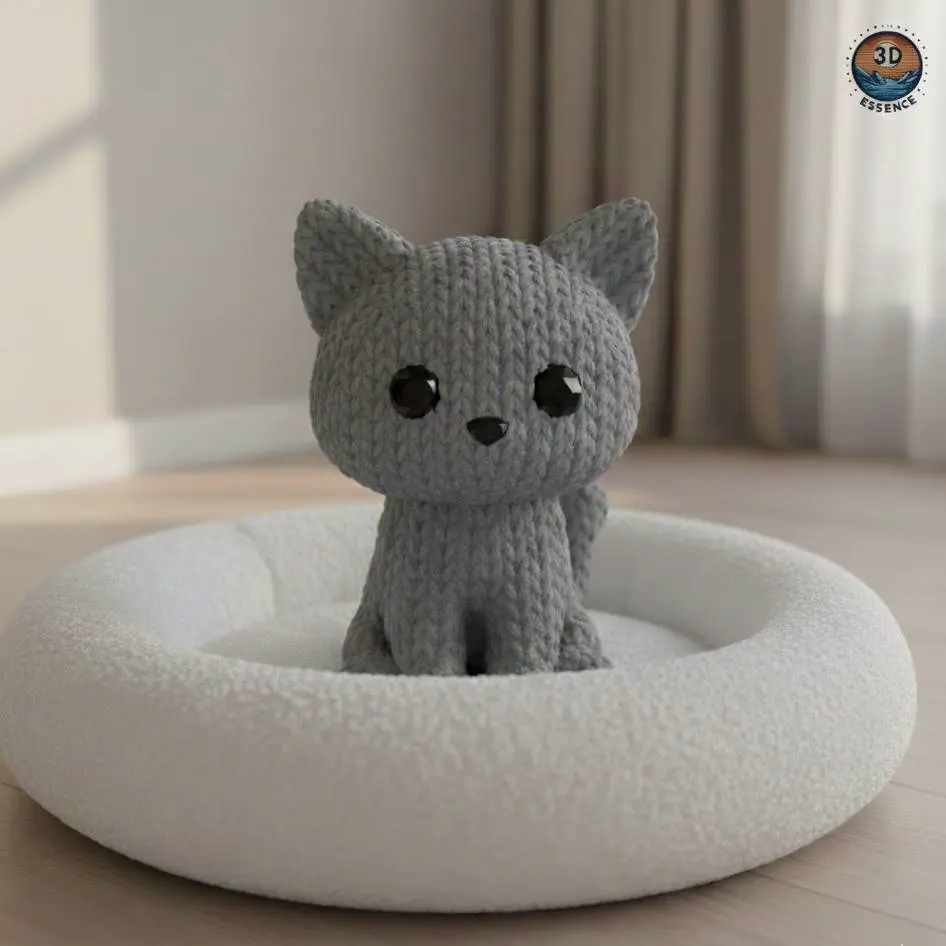 Bronvoorbeeld van het 3D-model Cat Knitted - Crochet door 3dessence