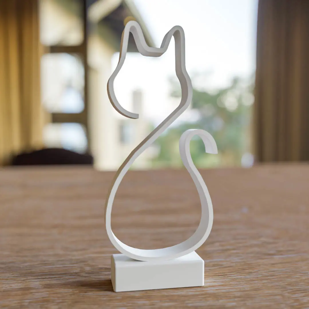Source preview of the Cat Ornament - Line Art 3D model by Matb3d