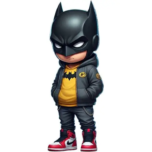 Bronvoorbeeld van het 3D-model Chibi Batman Kid in Hoodie & Sneakers Mini Batman door Yura