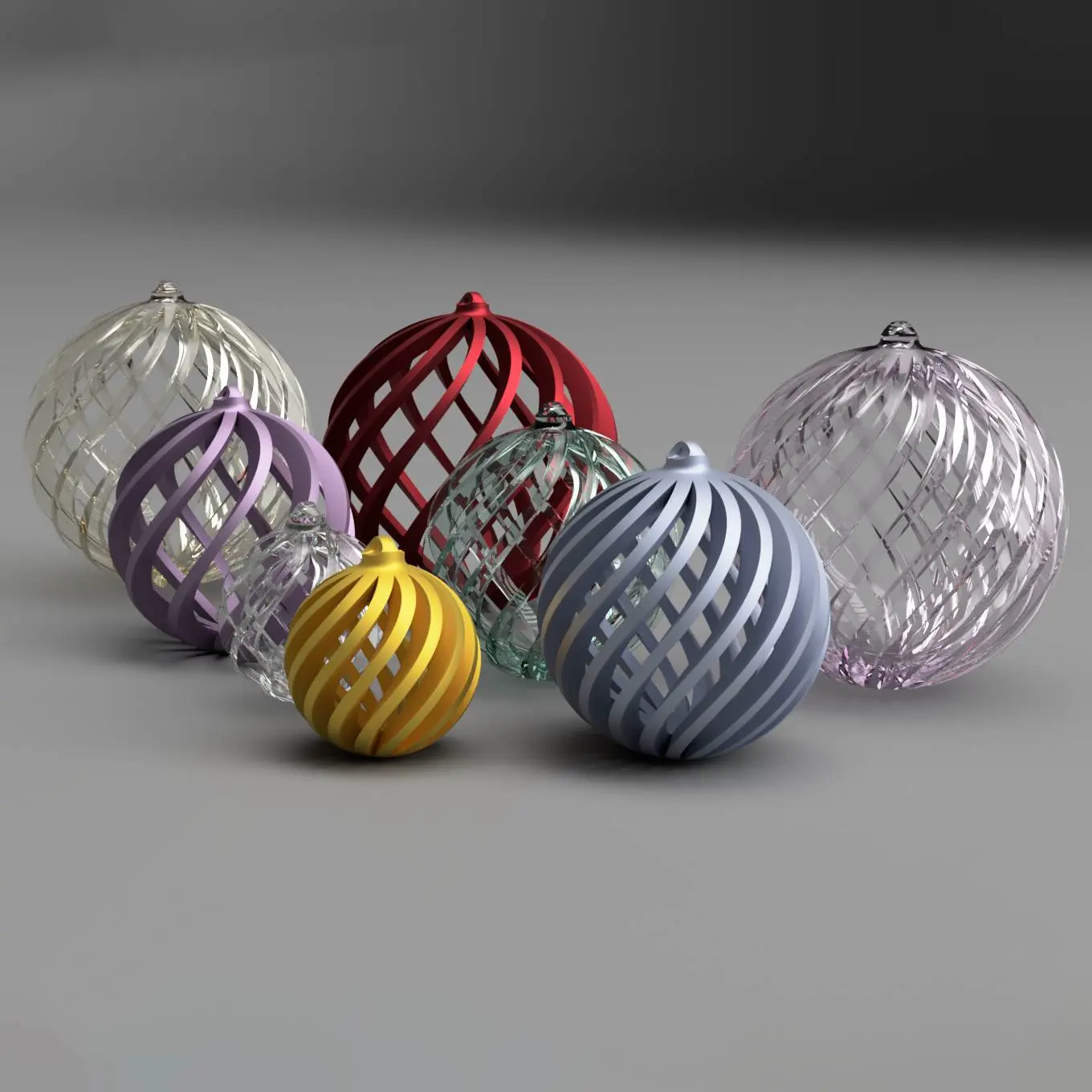 Source preview of the Christmas Balls, Single ribbing 3D model by Jakub Lattenberg