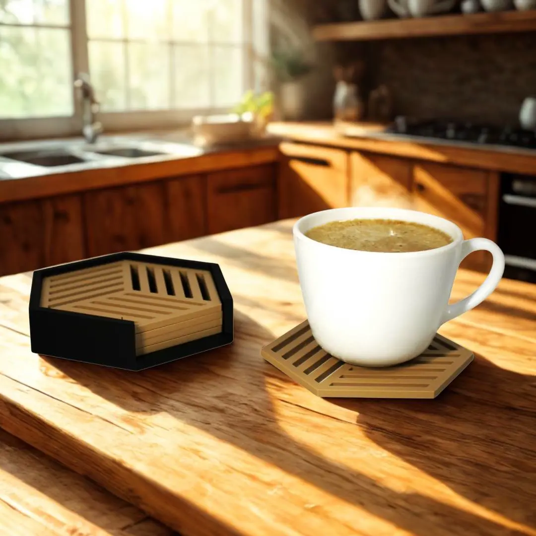 Bronvoorbeeld van het 3D-model Coaster Set with Holder door Stenly_G