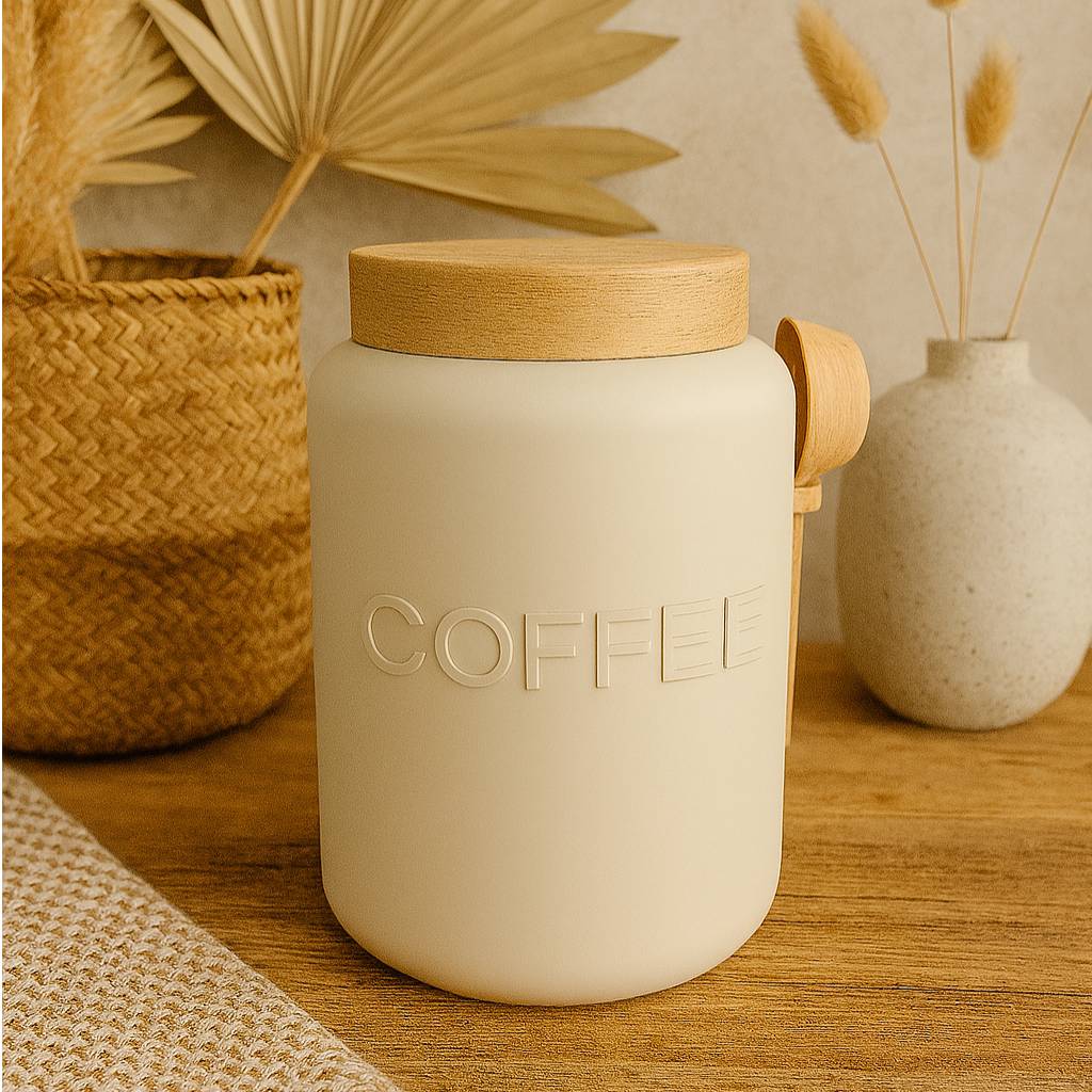 Source preview of the Coffee jar with spoon and lid 3D model by MOKADesign