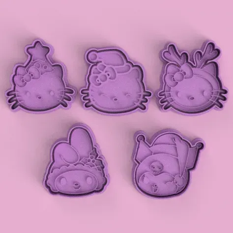Bronvoorbeeld van het 3D-model CORTANTES FELIZ NAVIDAD HELLO KITTY - KUROMI - MY MELODY door Crafteros
