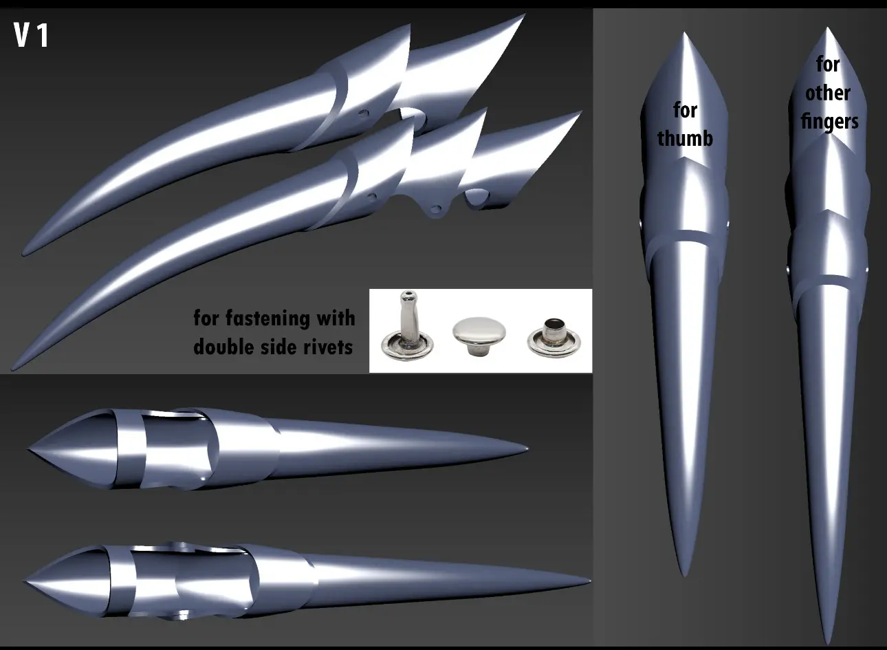 Bronvoorbeeld van het 3D-model Cosplay claws door ThetaPrime94