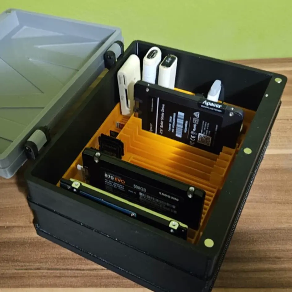 Bronvoorbeeld van het 3D-model Durable storage box for SSD, SD, MicroSD and USB door DonsterX