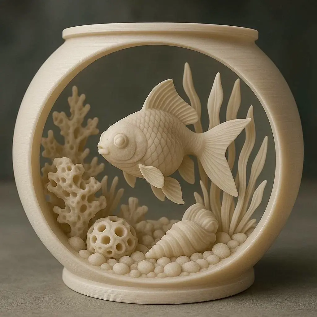 Source preview of the Fish Tank Ornament 3D model by Kero G