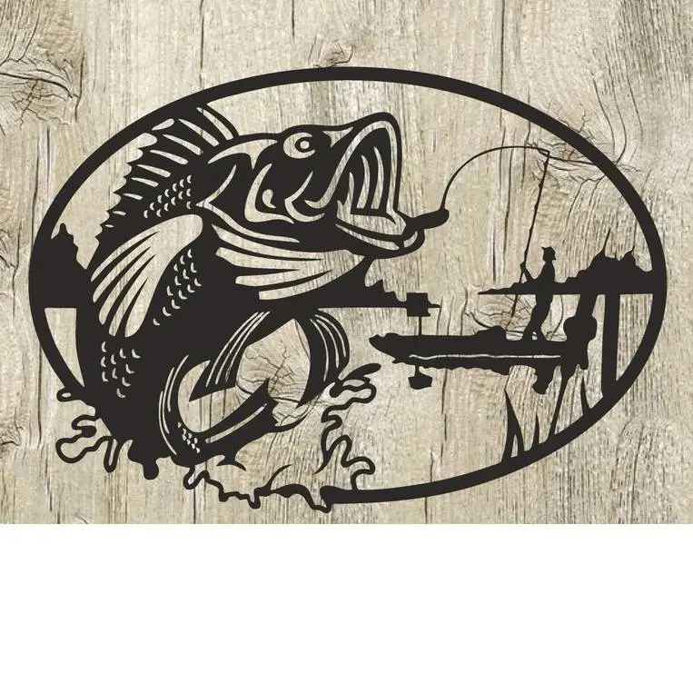 Source preview of the Fishing wall art 3D model by MazziNiX