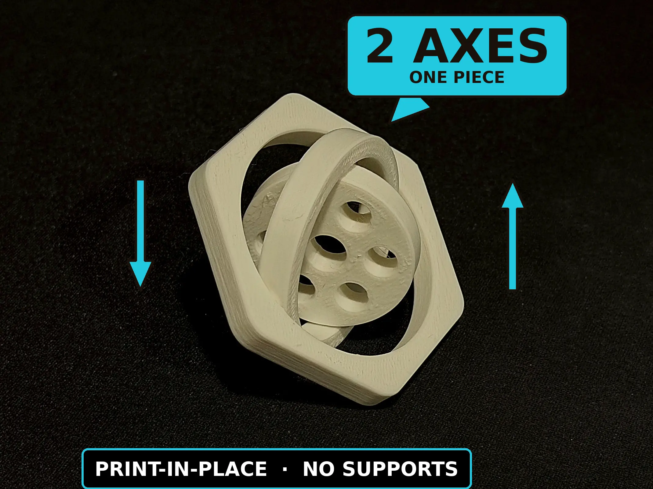 Bronvoorbeeld van het 3D-model Gimbal Fidget — Two-Axis Print-in-Place Desk Toy | NoSupport door KeyPrints