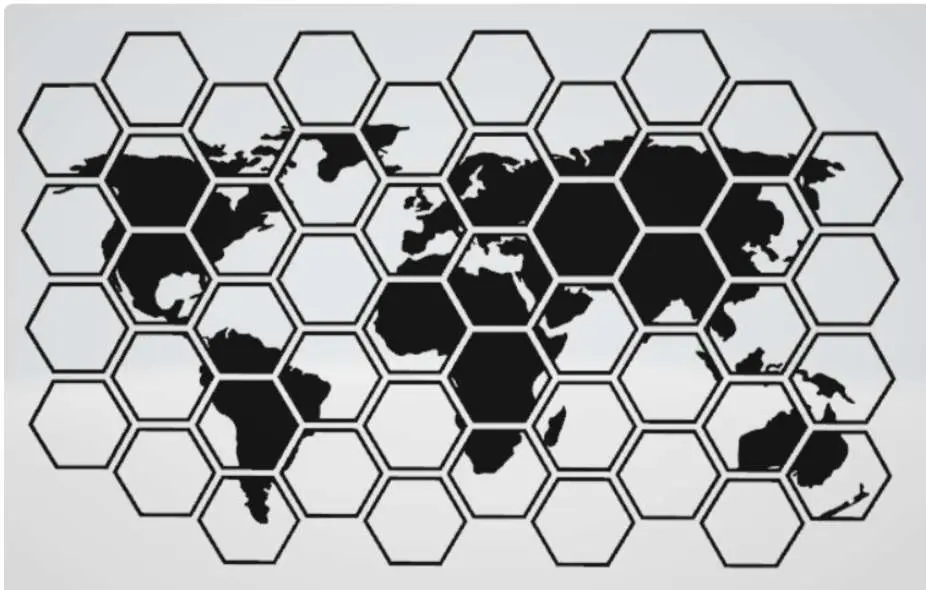 Source preview of the Hexagon Map of Earth 3D model by kunningking23