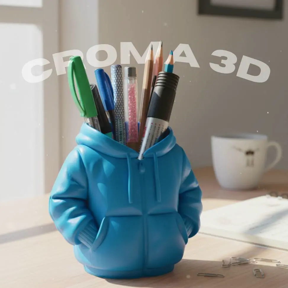 Bronvoorbeeld van het 3D-model Hoodie Penholder - Desk organizer door Croma 3D
