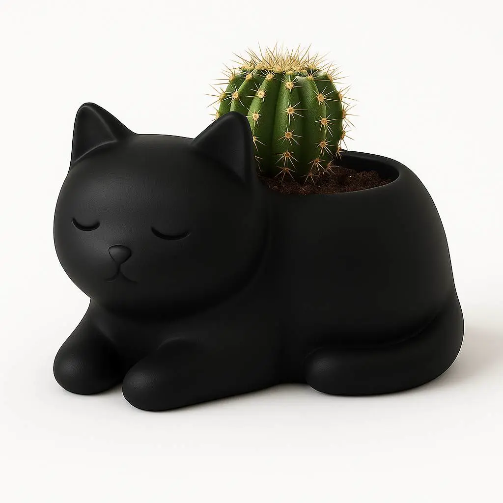Bronvoorbeeld van het 3D-model Kitty Cactus Pot - Kitten Planter door JoacoMontagna