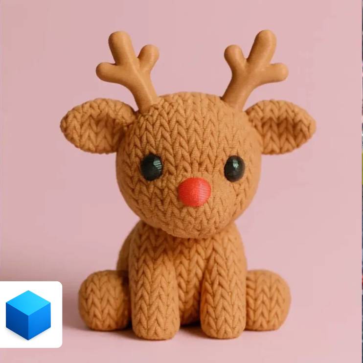 Bronvoorbeeld van het 3D-model knitted reindeer door 3D_ Designing