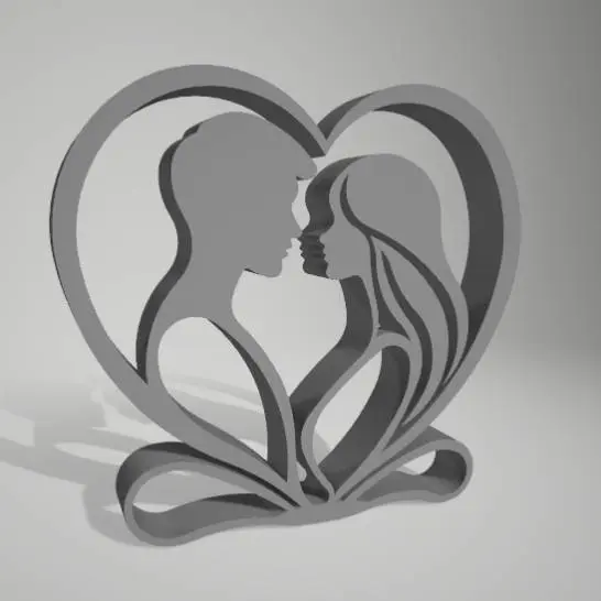 Source preview of the Love Couple Decoration Stand Happy Vallentine 3D model by 3D Dimensions