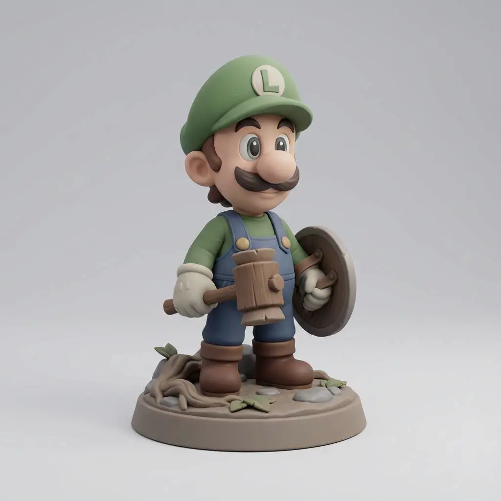 Source preview of the Luigui Green Plumber Hero – Chibi Fantasy Parody - Noah0x03 3D model by Noah0x03