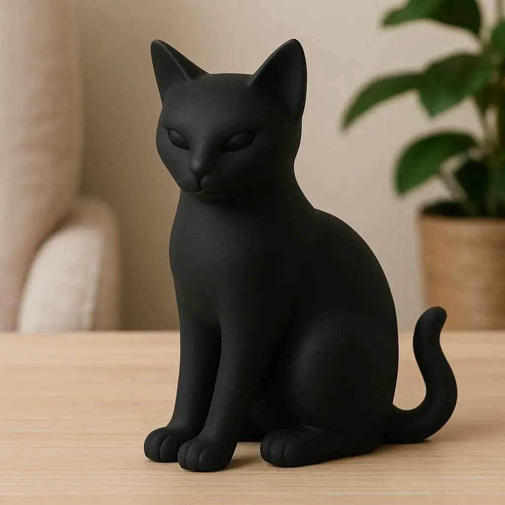 Bronvoorbeeld van het 3D-model Modern Black Cat Figurine door Vaughn Whitney