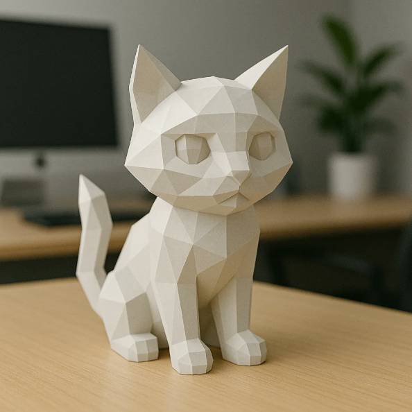 Bronvoorbeeld van het 3D-model Modern Geometric Cute Low Poly Kitten door Vaughn Whitney
