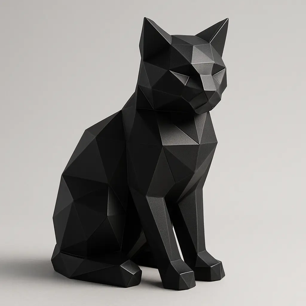 Source preview of the Modern Geometric Low Poly Cat Decor 3D model by Vaughn Whitney