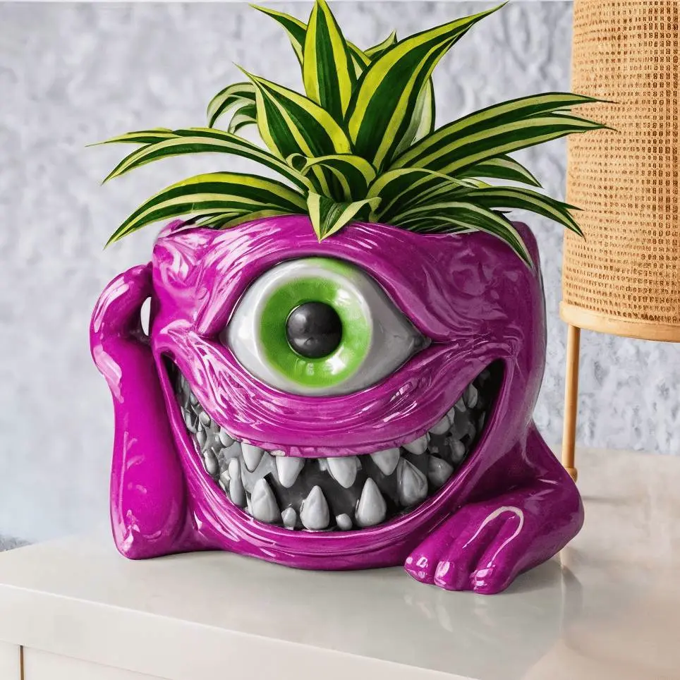 Source preview of the Monster Planter – 3D Printable Pot with Cyclopean Style 3D model by STLfile