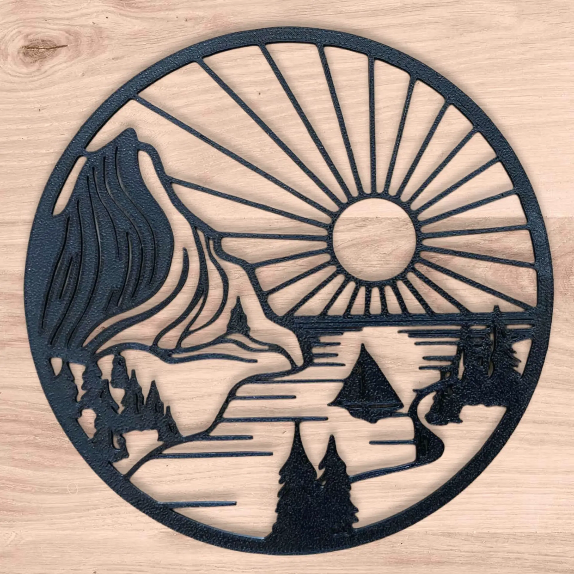 Bronvoorbeeld van het 3D-model Mountain and Sunset Wall Art Decor door SuperIsthar