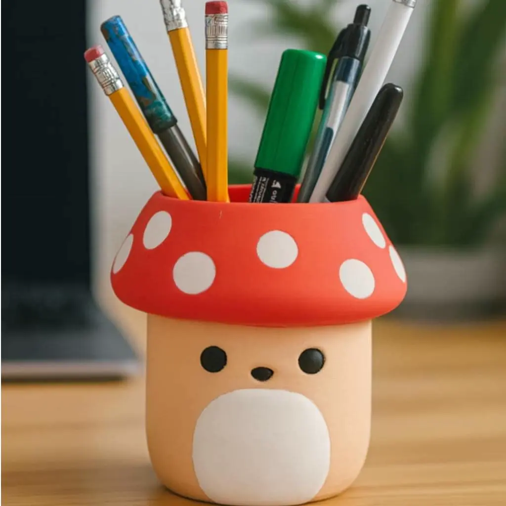 Bronvoorbeeld van het 3D-model Multicolor Malcolm mushroom squish mellow pencil holder door Millin3dStudio