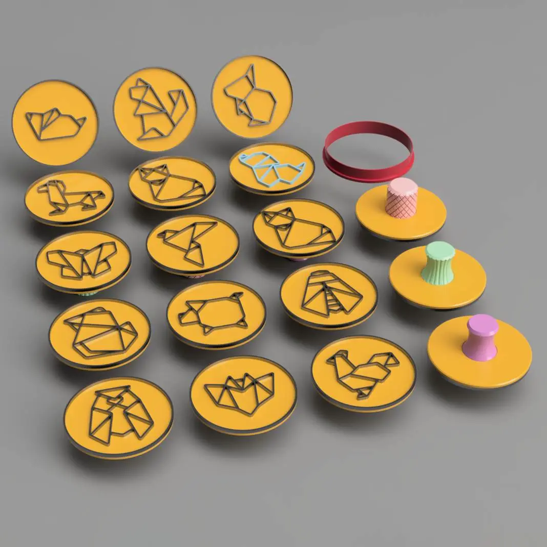 Source preview of the Origami Animals Cookie cutter and stamp 3D model by Jakub Lattenberg