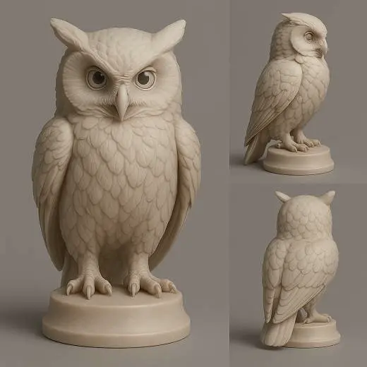 Bronvoorbeeld van het 3D-model owl model door PrintMania3D