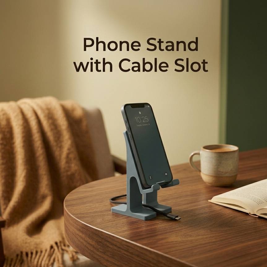Bronvoorbeeld van het 3D-model Phone Stand with Cable Slot door Carlos_Oliveira