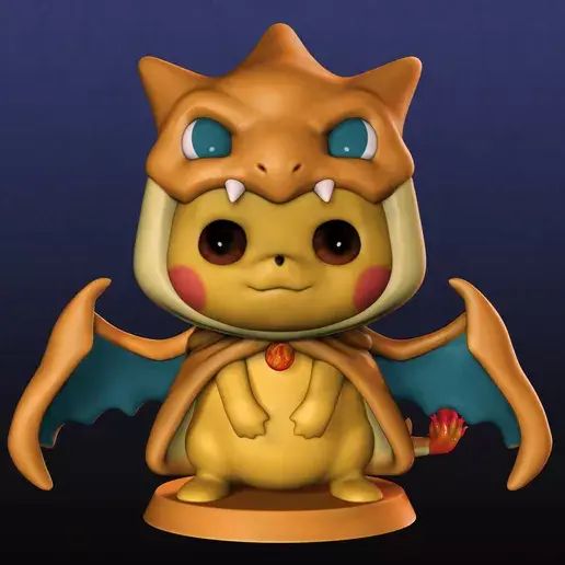 Bronvoorbeeld van het 3D-model Pikachu takes Charizard door Awoken