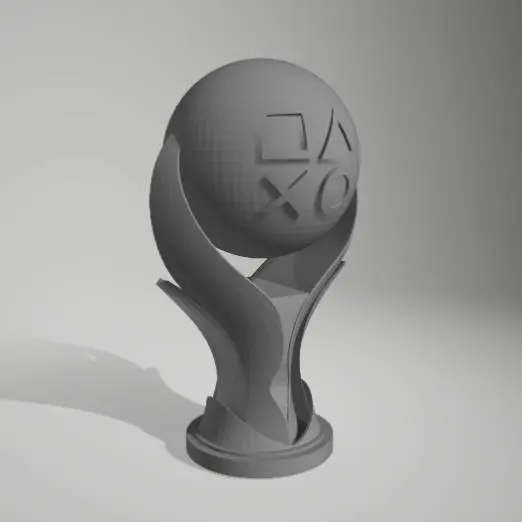 Bronvoorbeeld van het 3D-model Playstation Platinum Trophy Decoration Gaming Room door 3D Dimensions