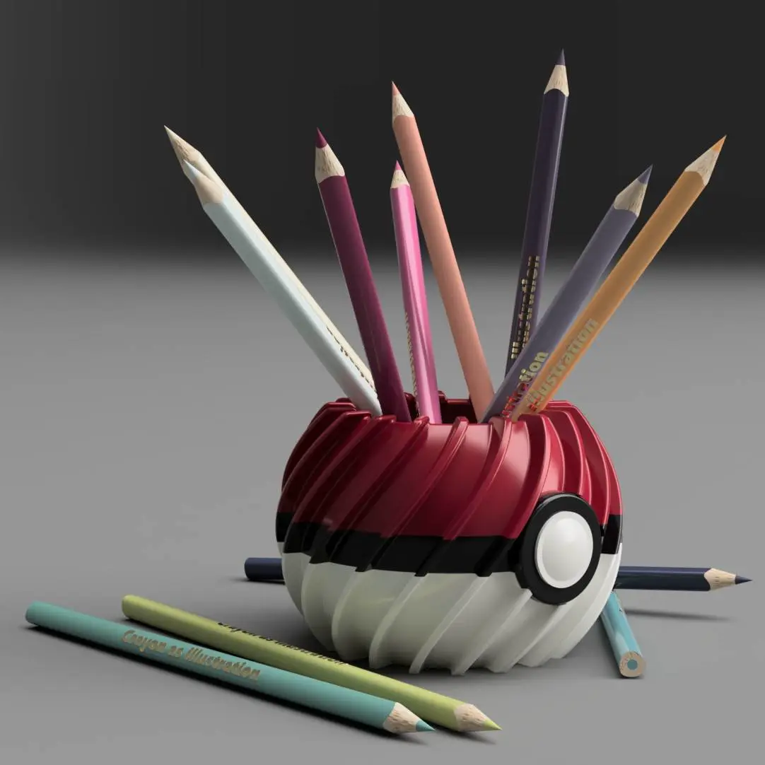 Bronvoorbeeld van het 3D-model PokéBall Pencil Holder door Jakub Lattenberg