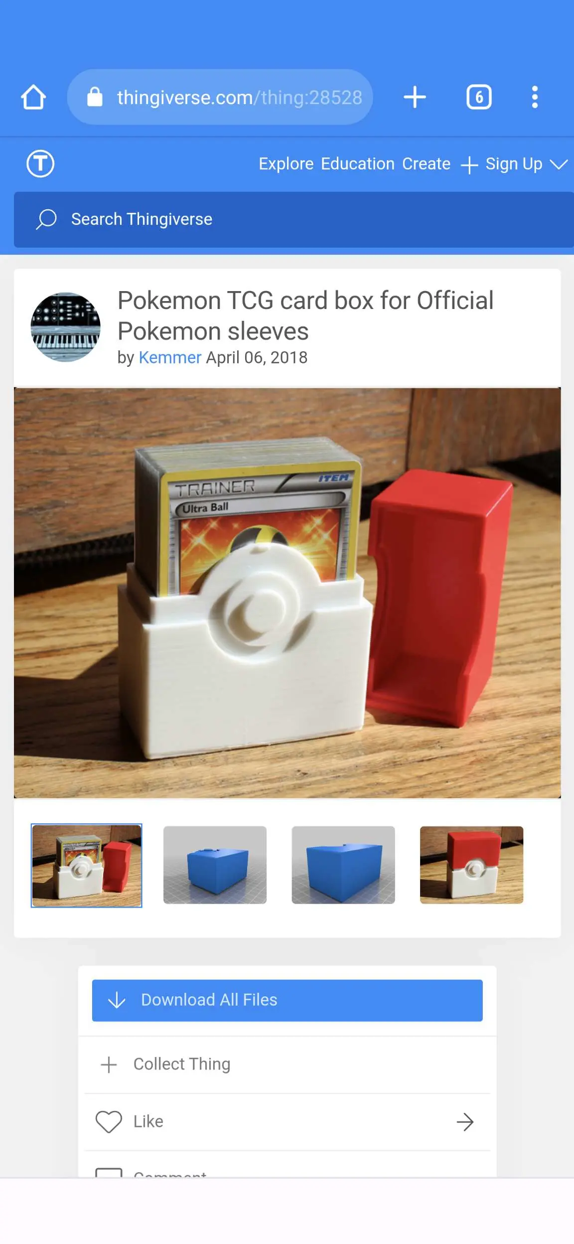 Bronvoorbeeld van het 3D-model Pokémon card holder  door Dltro
