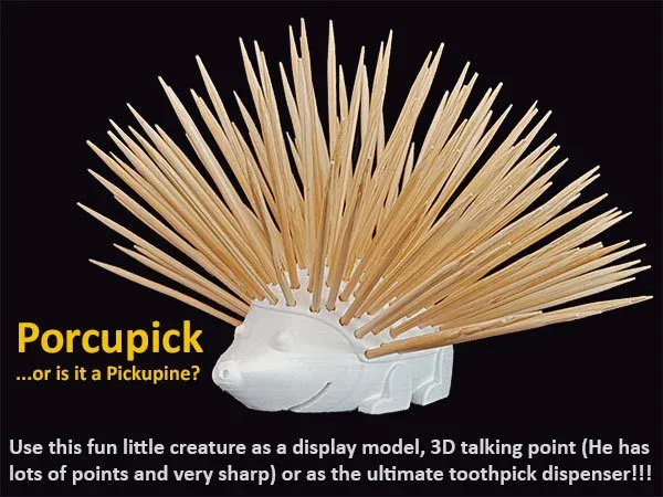 Bronvoorbeeld van het 3D-model Porcupine toothpick holder. door Aidan Latham