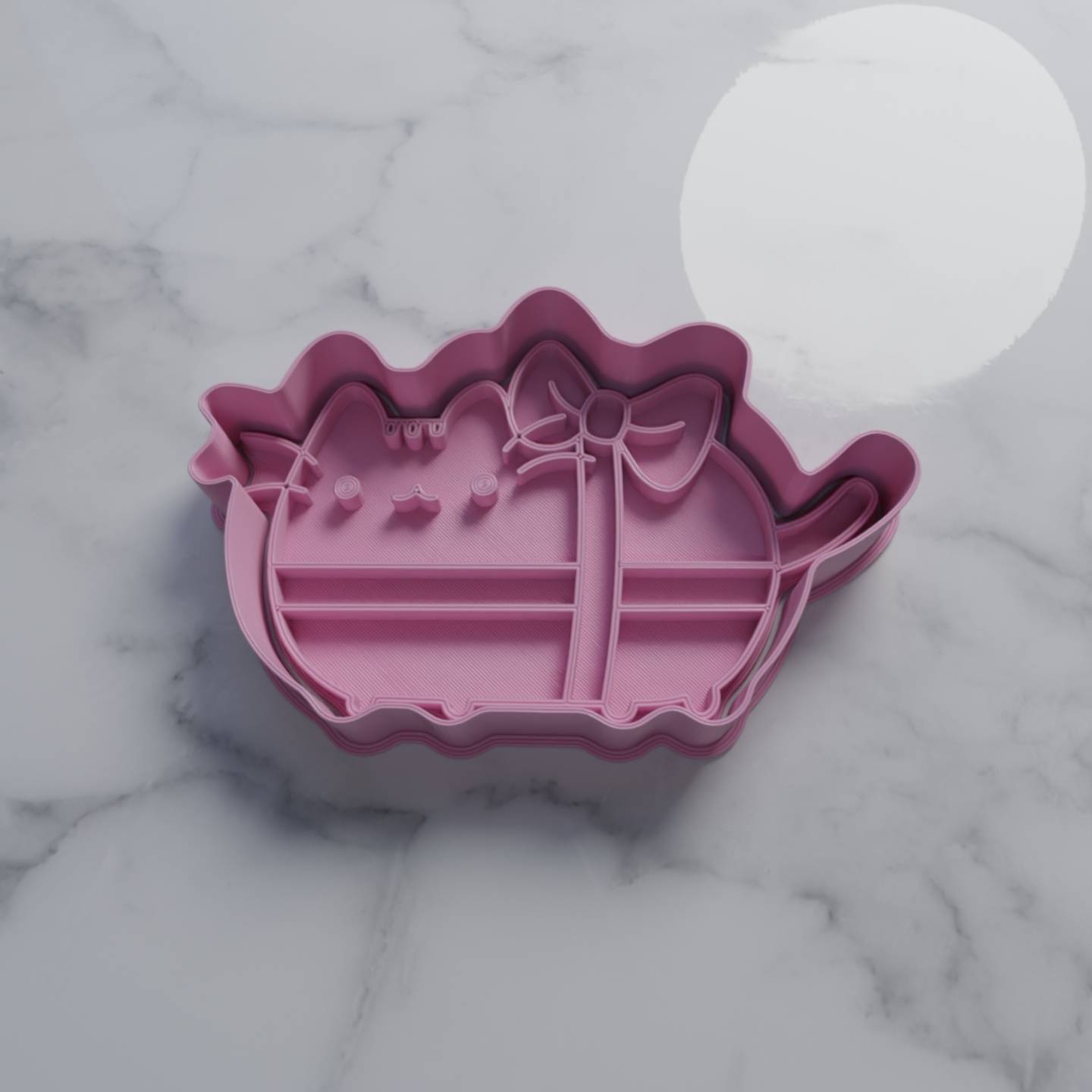 Source preview of the PUSHEEN GIFT COOKIE CUTTER FREE 3D model by Cookie Cutters STL