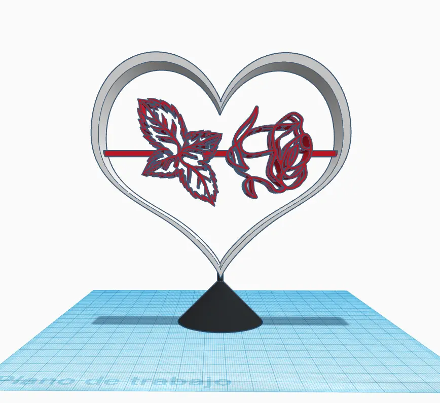 Bronvoorbeeld van het 3D-model Rose with Heart Flip door SUAREZ3D