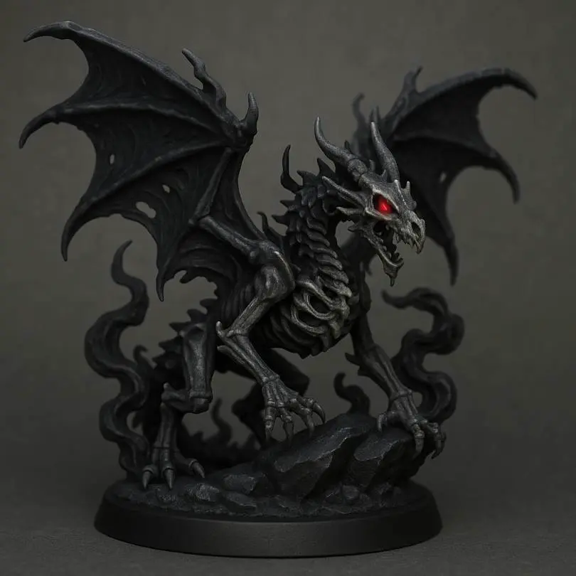 Source preview of the Skeleton Dragon Miniature DnD 3D model by Rectangle