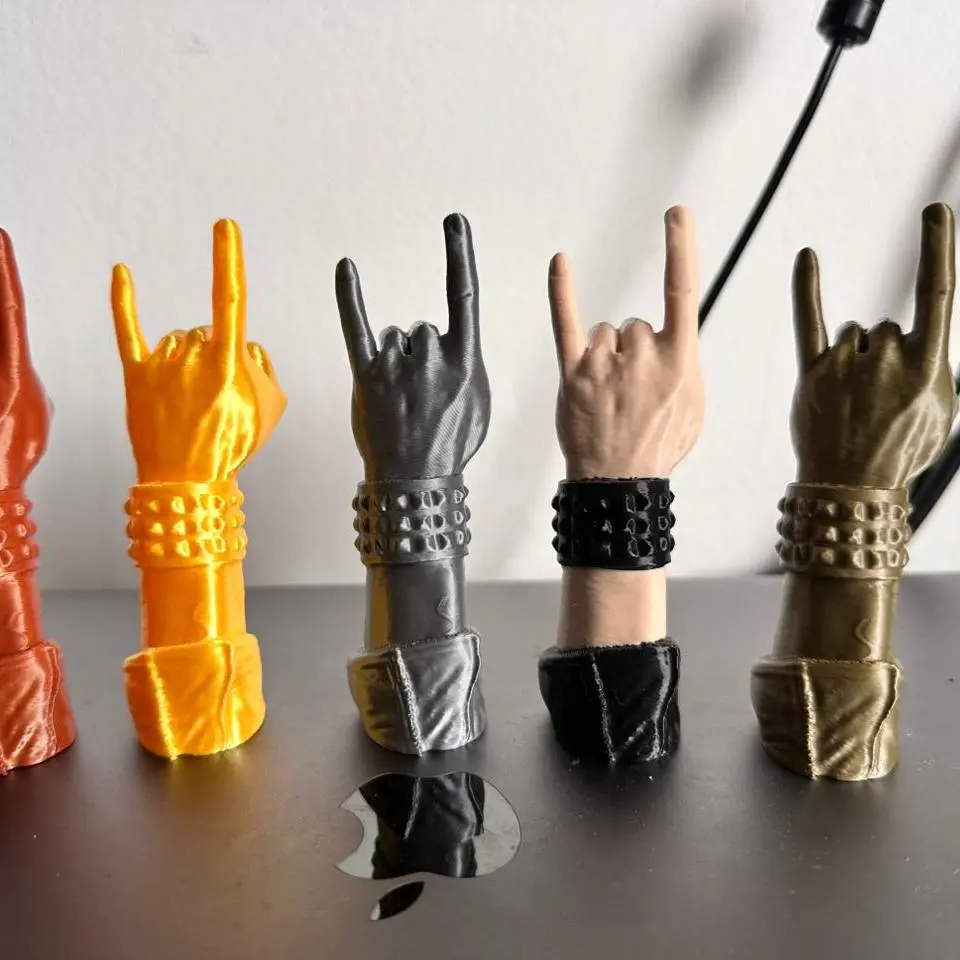 Source preview of the THE HAND OF ROCK - Hand gesture and arm trophy support stand 3D model by Rlax3D
