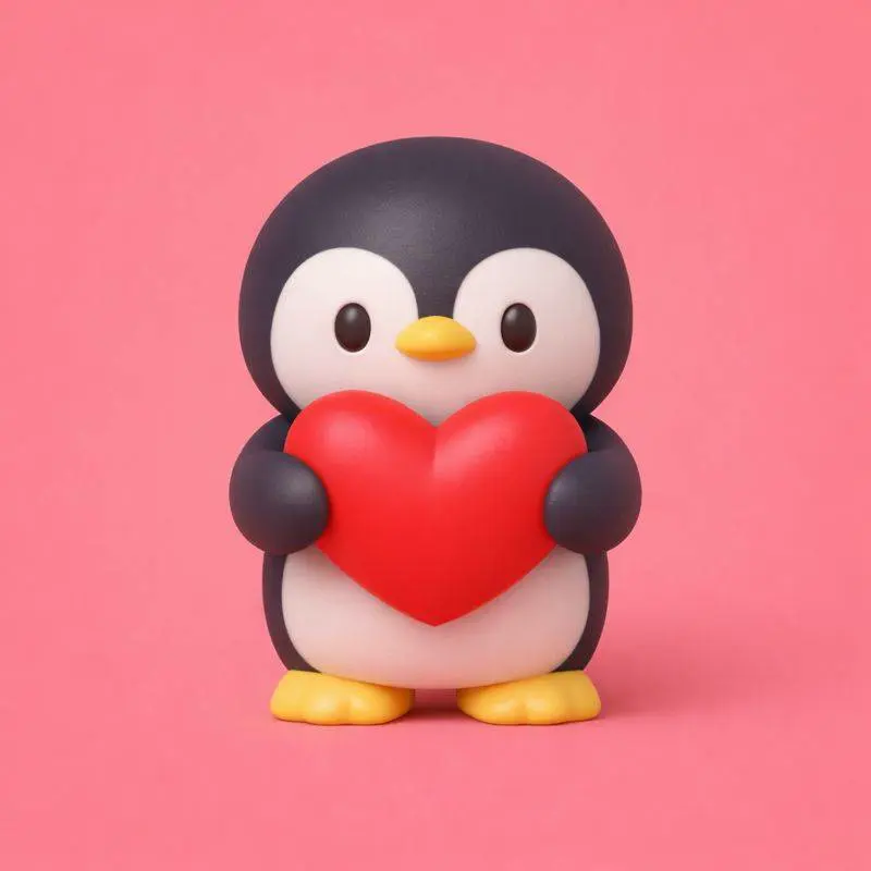 Source preview of the Valentine's Day Penguin 3D model by JoacoMontagna