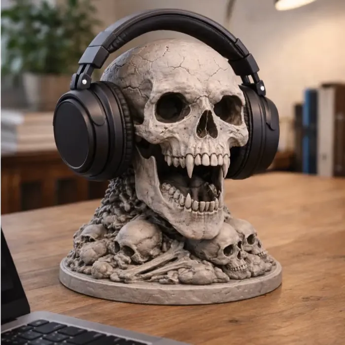 Bronvoorbeeld van het 3D-model Vampire Skull Headphone Stand door TDavis28227