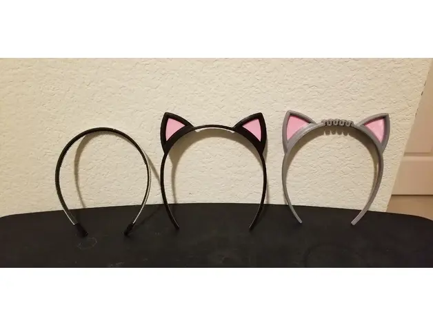 Source preview of the Wearable Cat Ears Hair Band (rigid and flexible options) 3D model by RC_620
